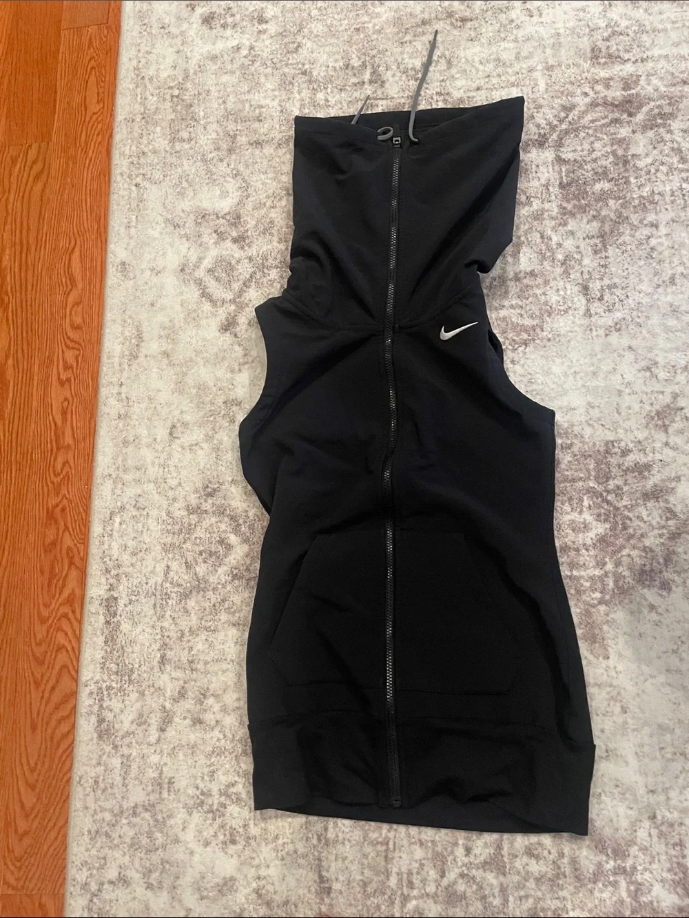 Nike Black Sleeveless‎ Zip Hoodie with Textured Hood